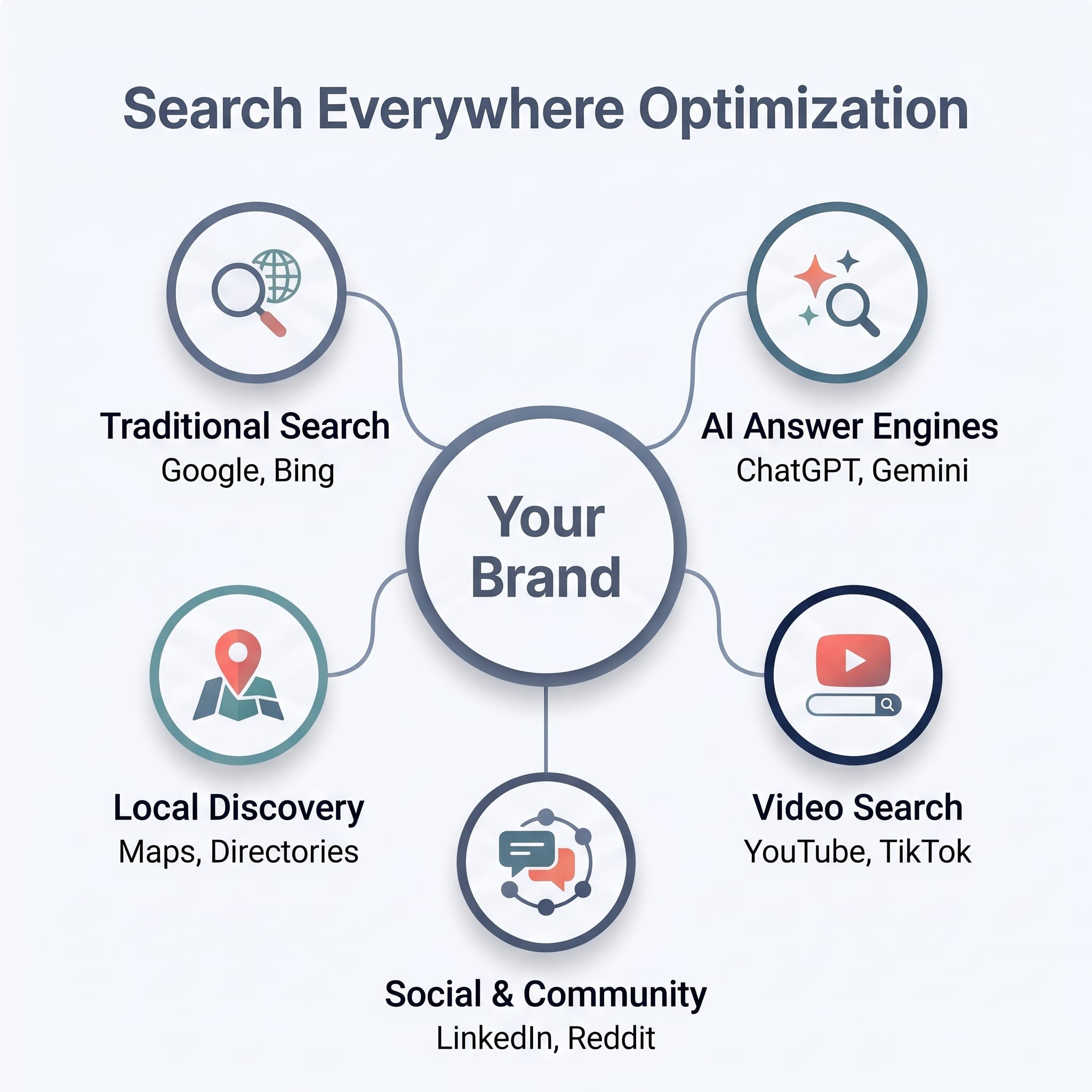 Search Everywhere Optimization Multi-Platform Discovery Ecosystem Diagram - Invrse Marketing