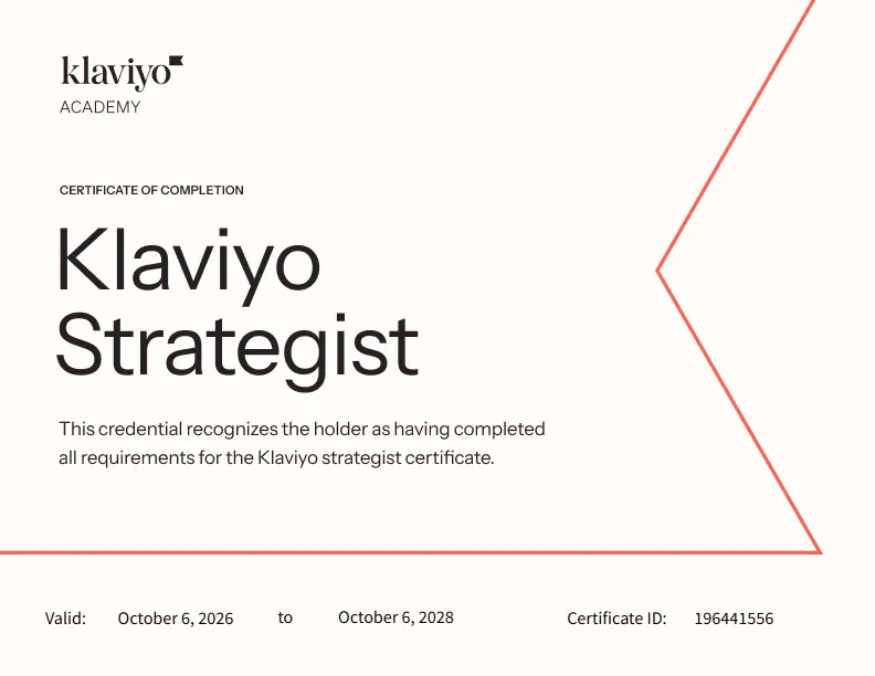 Klaviyo Strategist Certificate - MD Mizanur Rahman