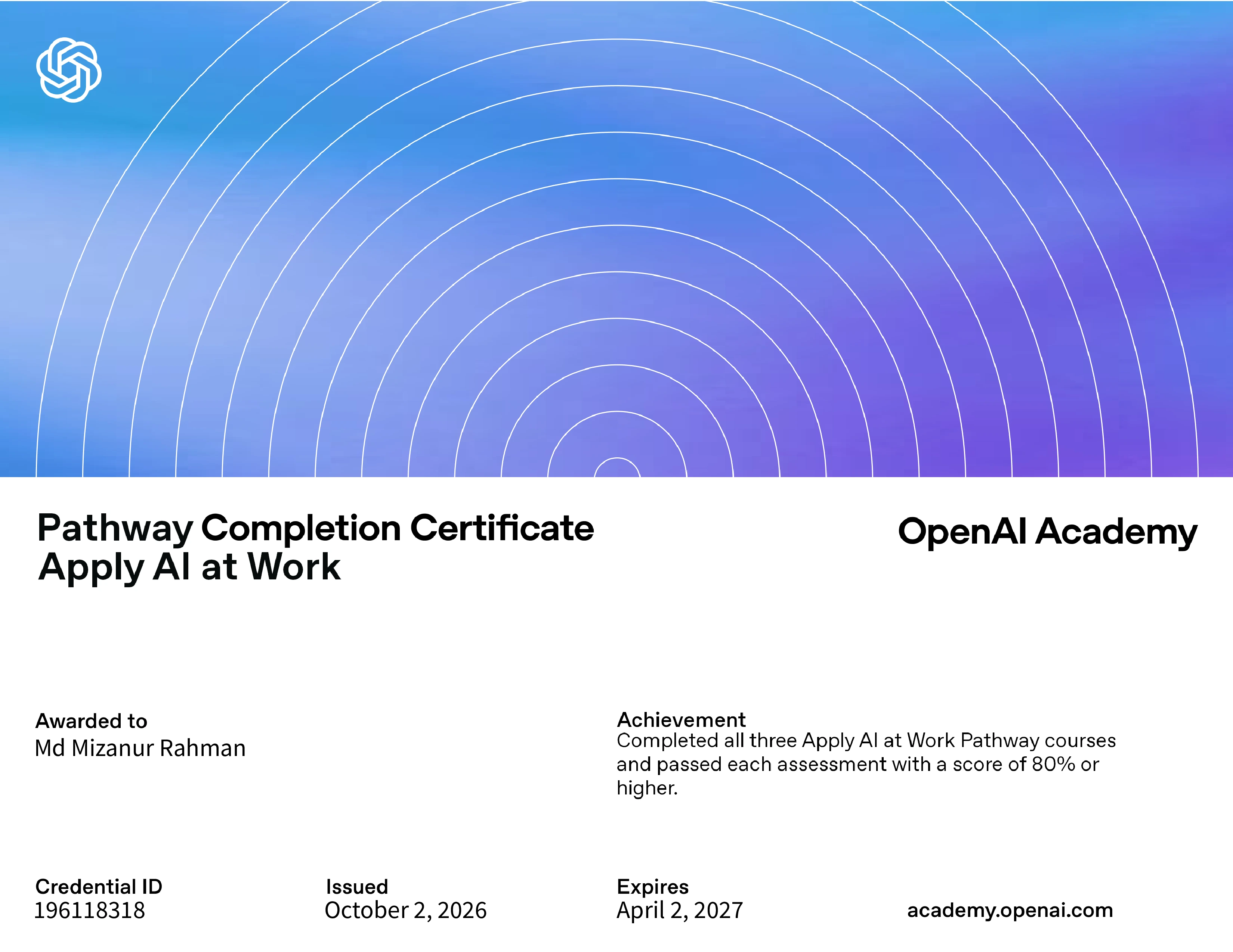 AI at Work Pathway Completion - MD Mizanur Rahman