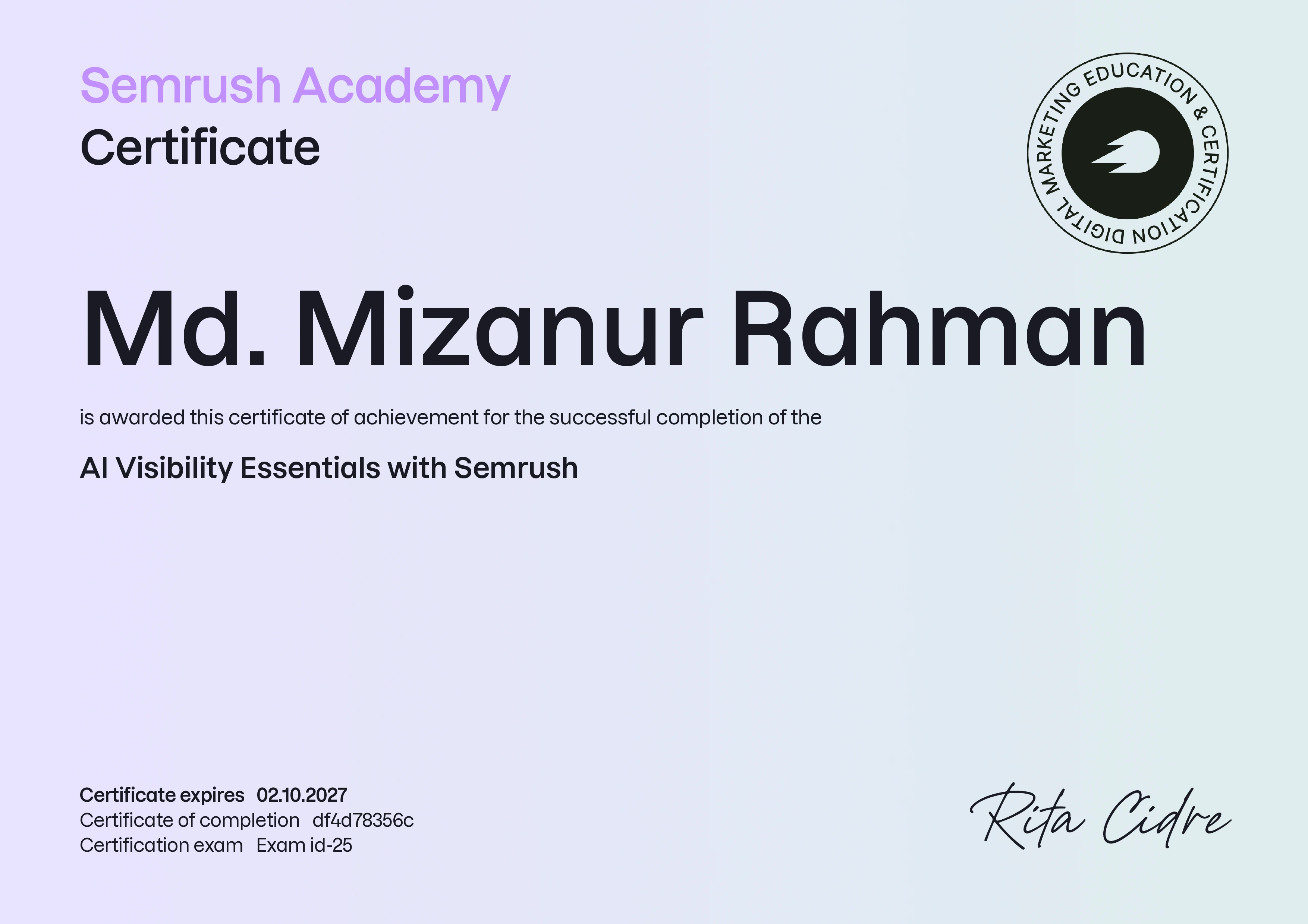 AI Visibility Essentials with Semrush - MD Mizanur Rahman