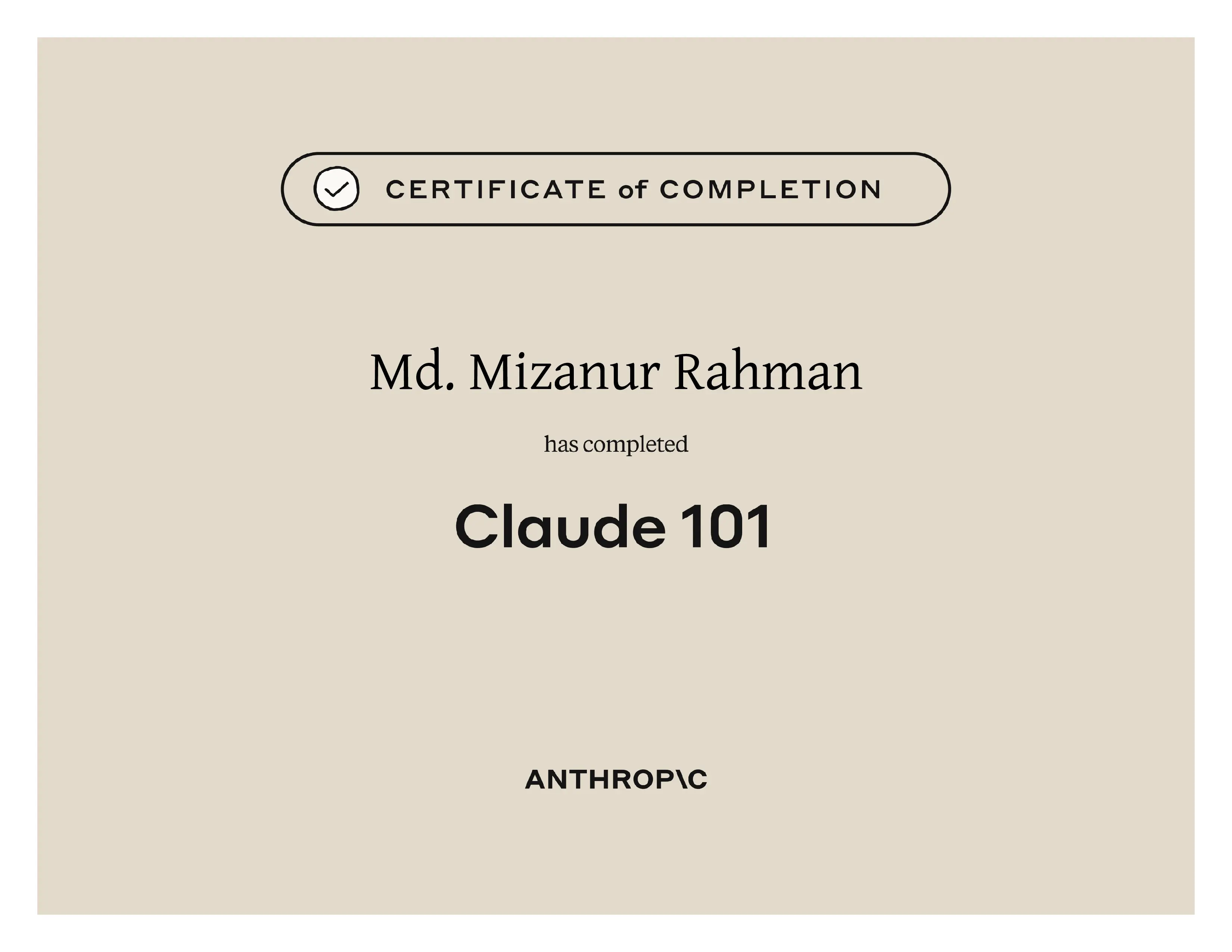 Claude 101 - MD Mizanur Rahman