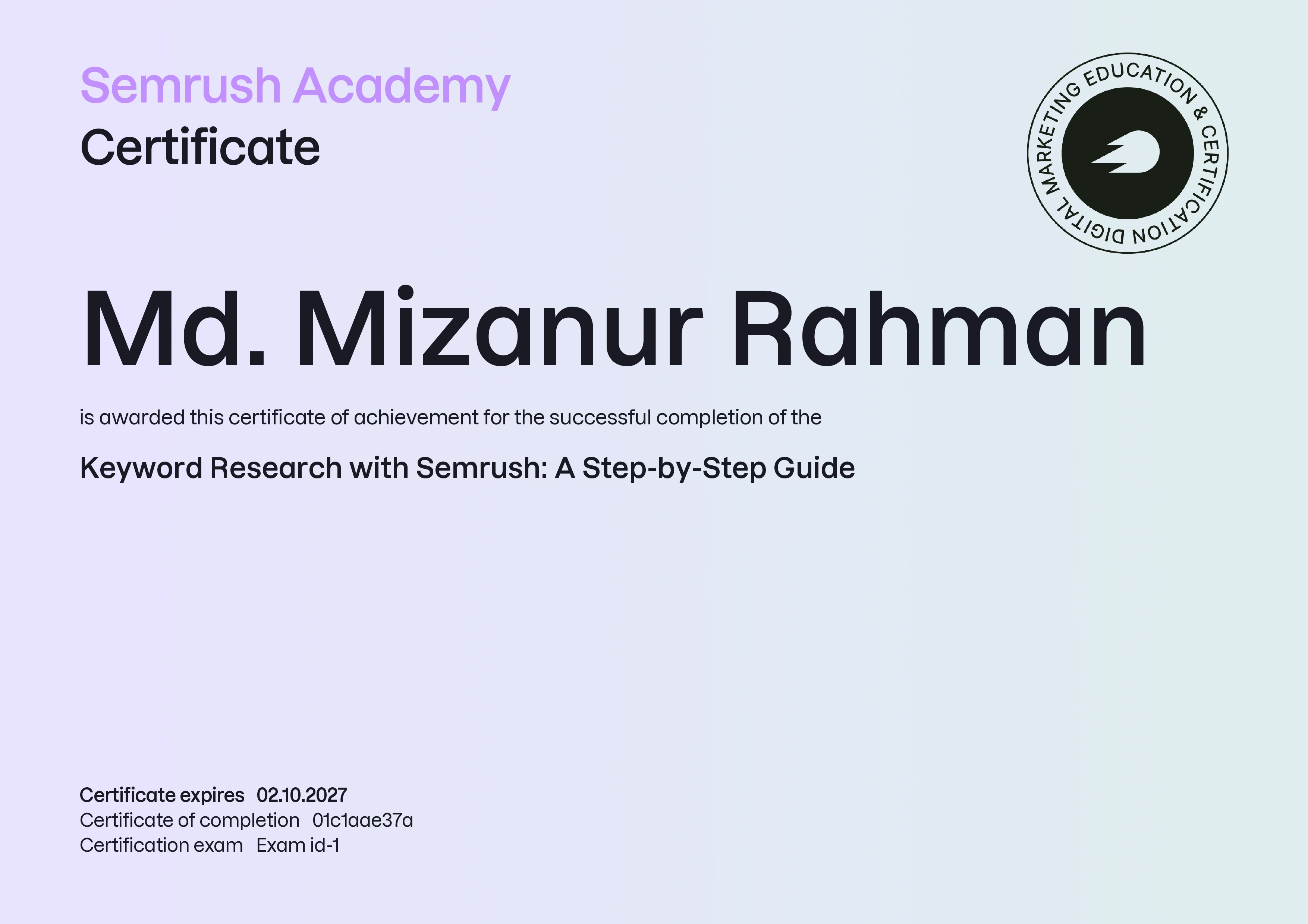 Keyword Research with Semrush - MD Mizanur Rahman